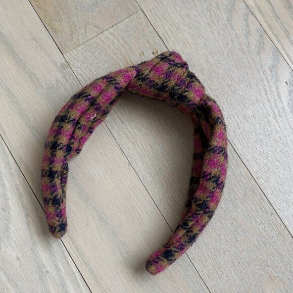 J. Crew Knotted Wool Plaid Headband - Picture 1 of 3